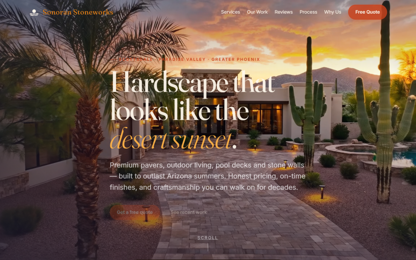 Sonoran Stoneworks website screenshot